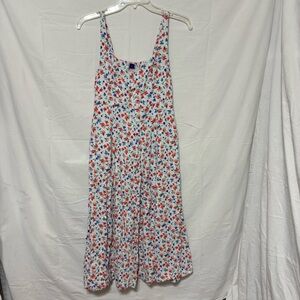 Old Navy Fit & Flare Floral Sleeveless Linen-Blend Midi Dress
